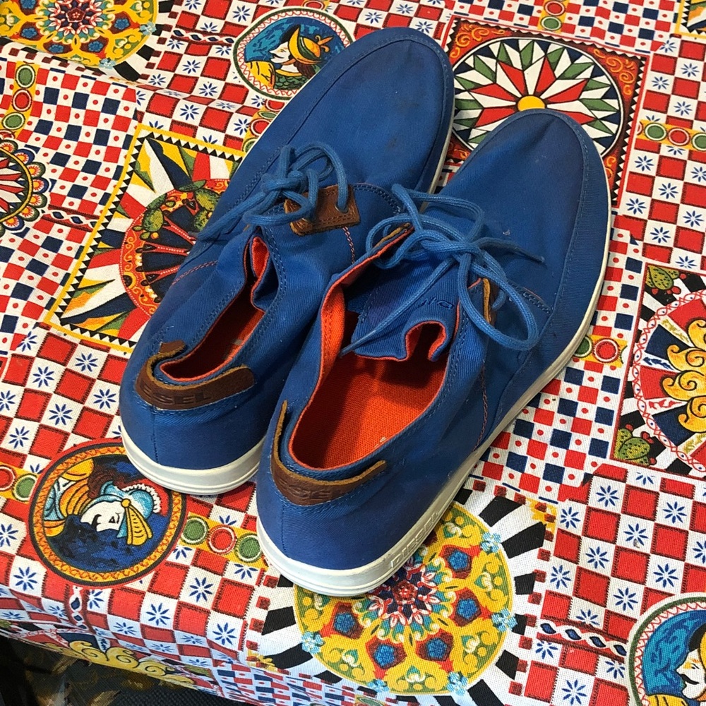 Diesel Men's Casual Blue Canvas Lace-Up Sneakers